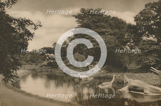 'Where the Beasts of Prehistory Lurk By the Lake in the Palace Grounds', c1935. Creator: Unknown.