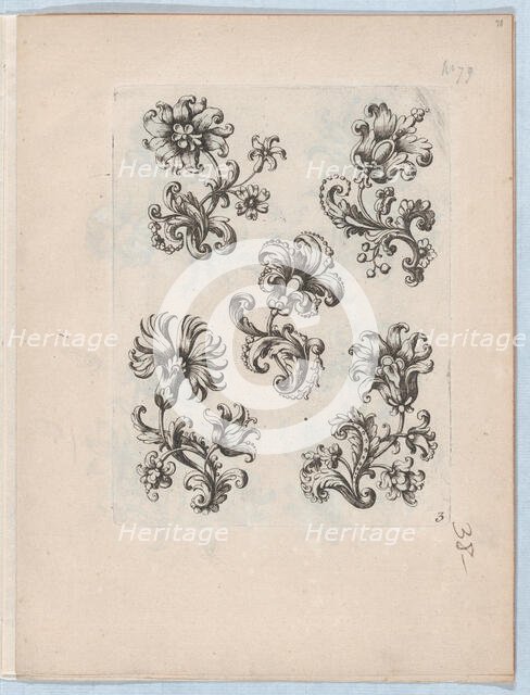 Series of Small Flower Motifs, Plate 3, ca. 1670-85., ca. 1670-85. Creator: Paul Androuet Du Cerceau.