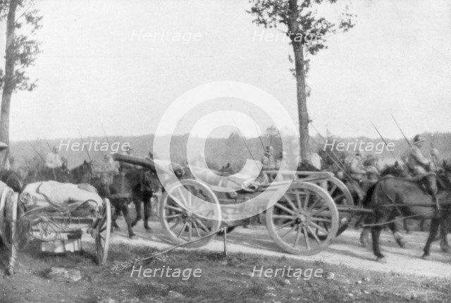 Cavalry and artillery of the French 10th Army, Villers-Cotterets, Aisne, France, 1918. Artist: Unknown