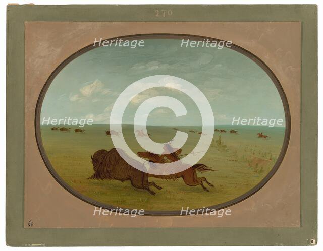 Buffalo Chase, Sioux Indians, Upper Missouri, 1861/1869. Creator: George Catlin.