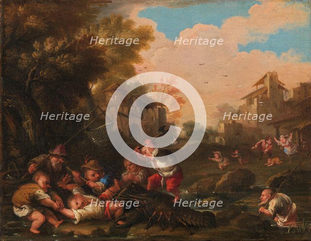 Lotta contro il gambero (Fight against the shrimp), c.1730-1740. Creator: Bocchi, Faustino (1659-1742).