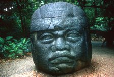 Olmec carved head from La Venta, Pre-Columbian, Central America, 1150-800 BC. Artist: Unknown