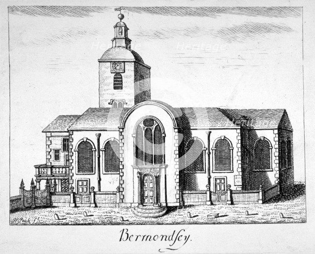 View of the Church of St Mary Magdalen, Bermondsey, London, c1780.            Artist: James Peak