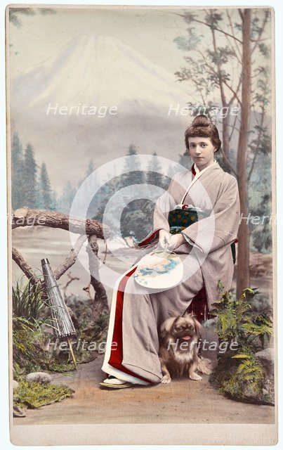 Infanta Adelgundes of Braganza (1858-1946) in Japanese clothing.