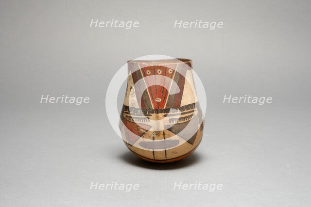 Beaker in the Form of a Trophy Head with Bound Lips, 180 B.C./A.D. 500. Creator: Unknown.