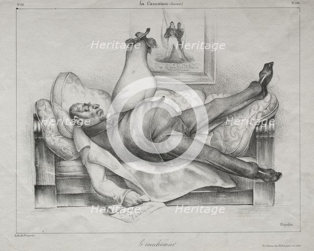 Caricature, plate 139: The Nightmare, 1832. Creator: Honoré Daumier (French, 1808-1879); Aubert.