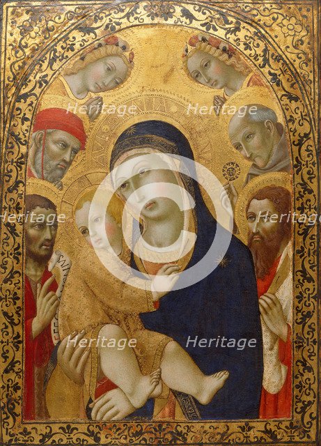 Madonna and Child with Saints Jerome, John the Baptist, Bernardino and Bartholomew, ca 1450-1475. Artist: Sano di Pietro (1406-1481)