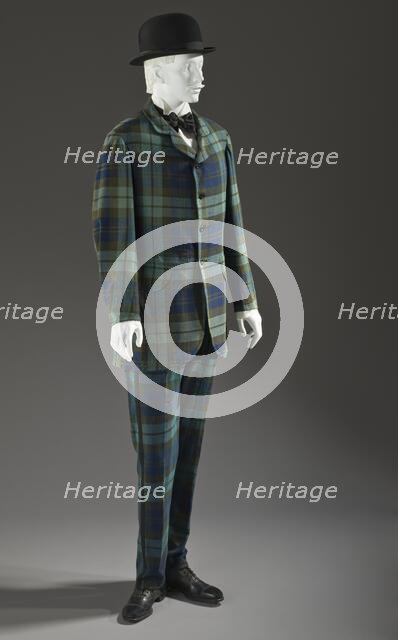 Man’s two-piece lounge suit, England, 1875-1880. Hat: 1875-1890.. Creator: Unknown.