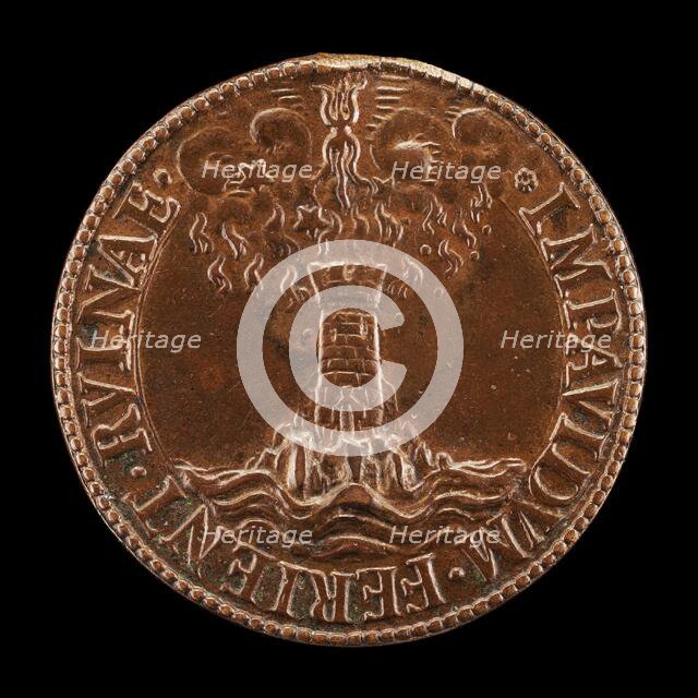 Lightning Striking a Tower in the Sea [reverse], 16th century. Creator: Unknown.