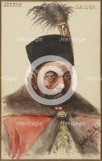 Portrait of Stephan Báthory (1533-1586), King of Poland and Grand Duke of Lithuania, 1909. Creator: Strzalecki, Jan Michal (1837/38-1919).