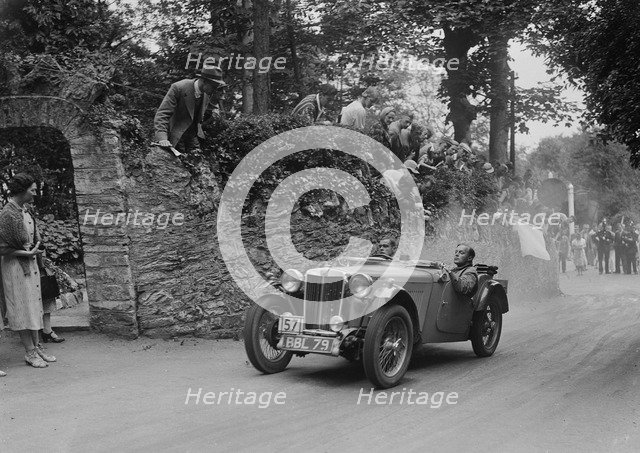 MG TA of Ken Crawford of the Cream Cracker Team, Torbay, Devon, MCC Torquay Rally, 1938. Artist: Bill Brunell.