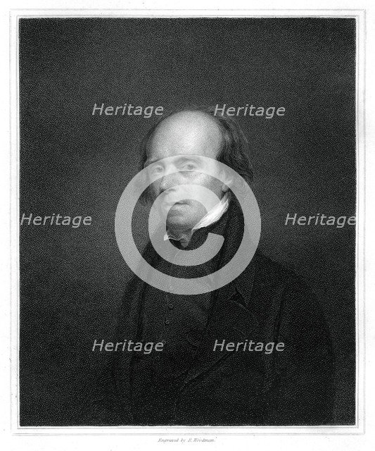 John Flaxman, British designer, draughtsman and sculptor, (1833).Artist: R Woodman