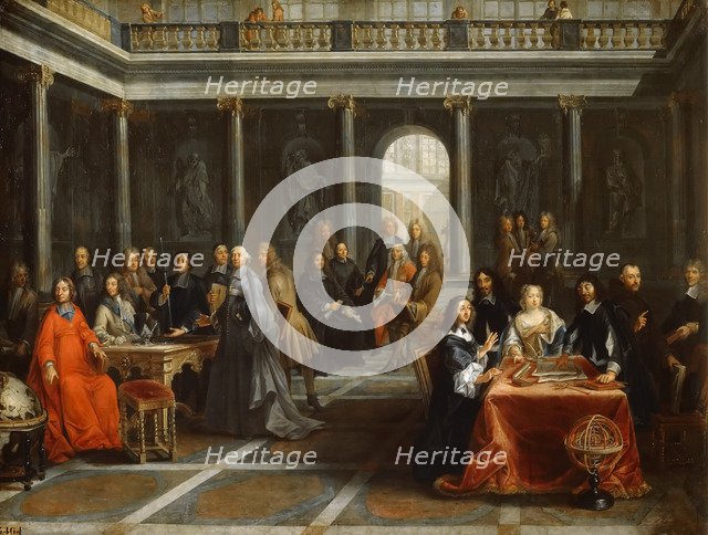 Queen Christina of Sweden, surrounded by his court. Artist: Dumesnil, Louis-Michel, the Younger (1680-1762)