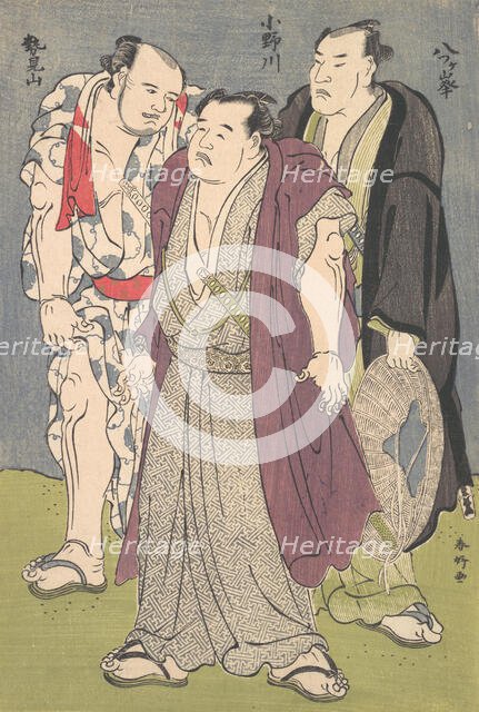 Three Sumo Wrestlers: Onogawa, Seimiyama, and Yatsugamine, ca. 1790s. Creator: Katsukawa Shunko.
