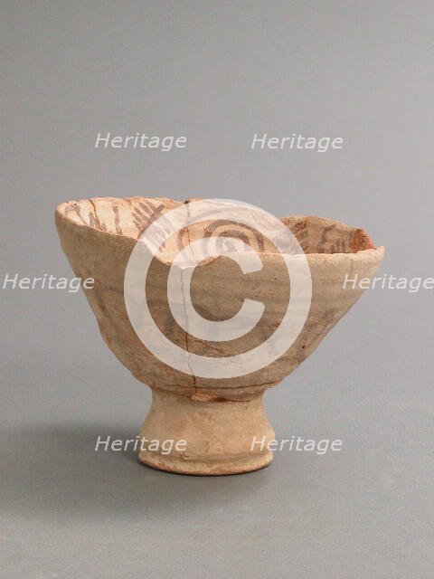 Cup with Foot and Geometric Decoration, Coptic, 4th-7th century. Creator: Unknown.