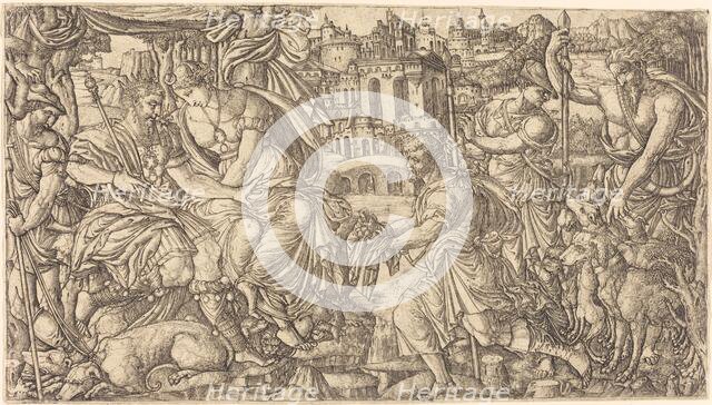 A King and Diana Receiving Huntsmen, probably c. 1547/1555. Creator: Jean Duvet.