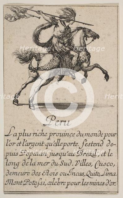 Peru, from 'Game of Geography' (Jeu de la Géographie), 1644. Creator: Stefano della Bella.
