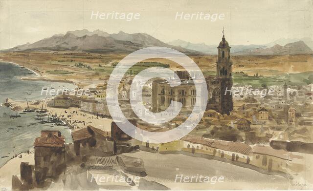 View of Malaga from the North, 1836. Creator: Adrien Dauzats.