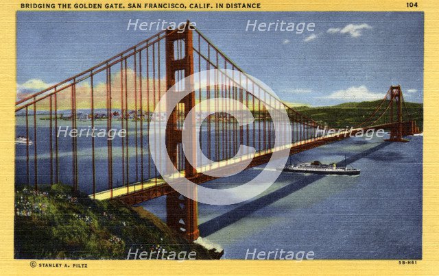 The Golden Gate Bridge, San Francisco, California, USA, 1945. Artist: Unknown