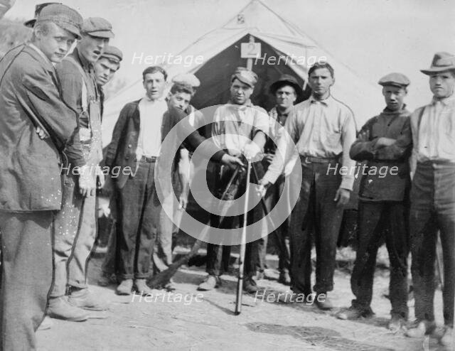 Pennsylvania coal strike - in Atlantic camp showing guns of deputies, between c1910 and c1915. Creator: Bain News Service.