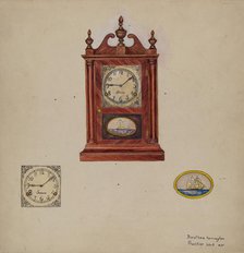 Clock, Antique, 1938. Creator: Dorothea A. Farrington.