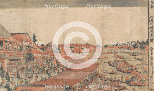 Landscape; Showing Water Festival with Lanterns, late 18th-early 19th century. Creator: Kitao Shigemasa.