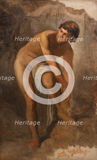 Young Italian male figure in a rocky landscape, 1865-1867. Creator: Ludvig Abelin Schou.