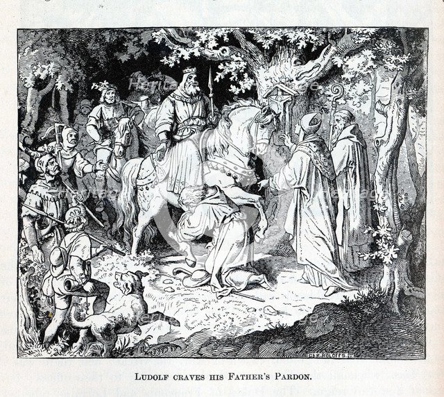 Liudolf craves his Father's Pardon, 1882. Artist: Anonymous  