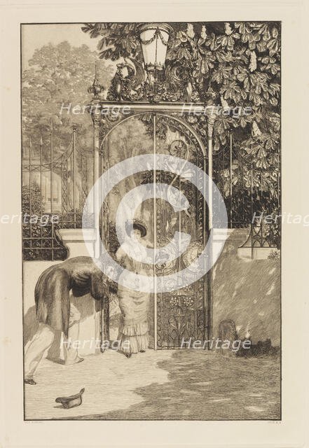 At the Gate (from the series A Love), Opus X, 1887. Creator: Klinger, Max (1857-1920).