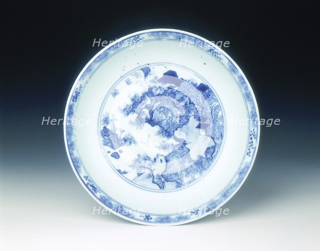 Blue and white dish, early Kangxi period, Qing dynasty, China, 1662-1677. Artist: Unknown