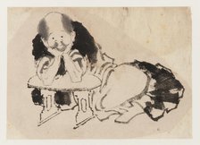 Man seated with an armrest, Edo period, 19th century. Creator: Hokusai.