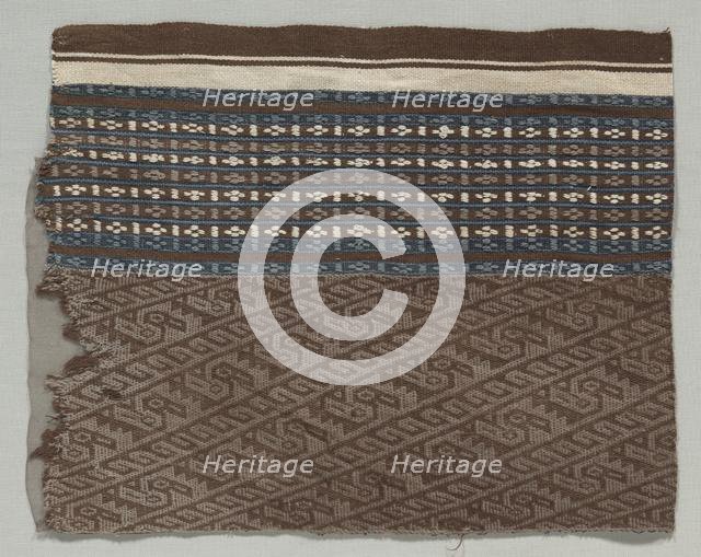 Fragment Composed of Two Fabrics Joined, c. 1100-1400. Creator: Unknown.