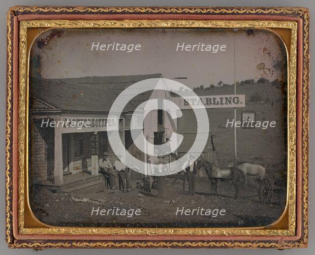 Untitled (Daguerreotype Studio and Russel & Co Livery Stable, Mokelumne Hill, California),, 1852. Creator: Unknown.