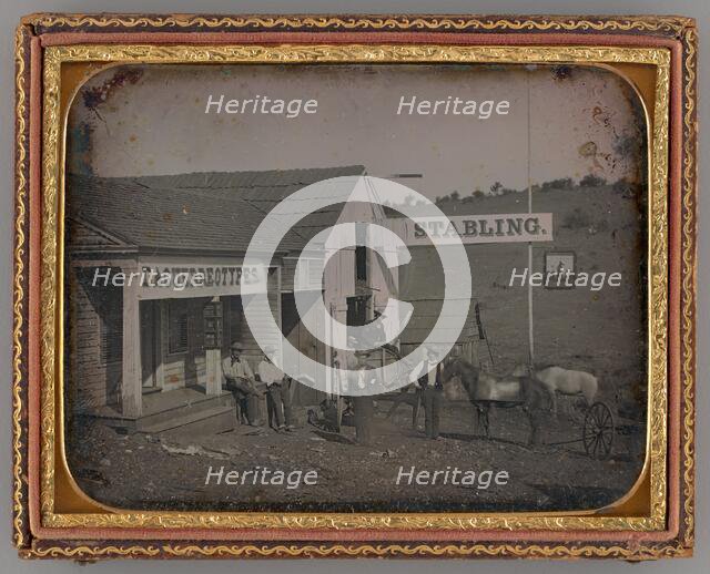 Untitled (Daguerreotype Studio and Russel & Co Livery Stable, Mokelumne Hill, California),, 1852. Creator: Unknown.