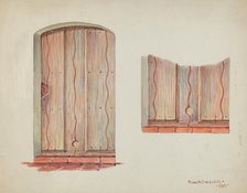 Restoration Drawing: Wall Decoration over Doorway, Facade of Mission House, 1936. Creator: Robert W.R. Taylor.