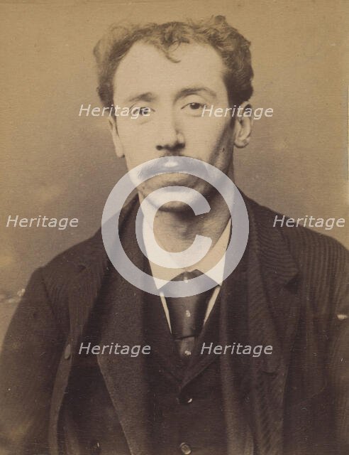Becu. Lucien. 27 ans, né à la Conté d'Abigny (Pas-de-Calais). Garçon de café. Pas de motif..., 1894. Creator: Alphonse Bertillon.