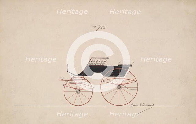 Design for 4 seat Phaeton, no top, no. 755, 1850-70. Creator: Brewster & Co.