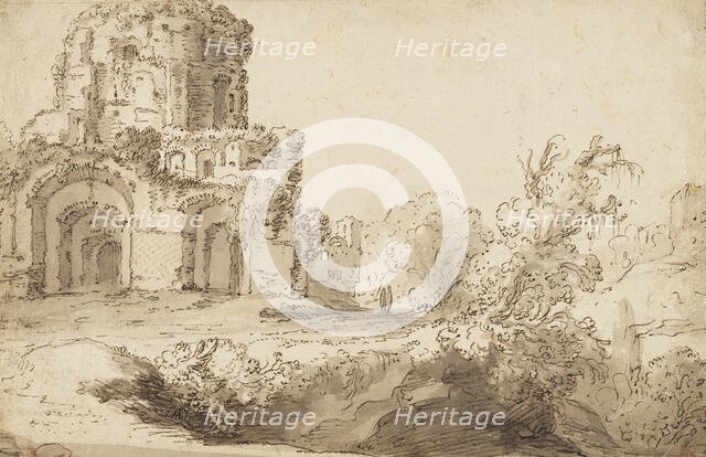 Landscape with ancient ruins, unknown date. Creator: Anon.