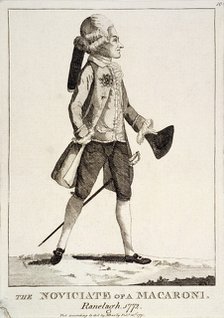 An eighteenth-century dandy in Ranelagh Gardens, London, 1772. Artist: Anon