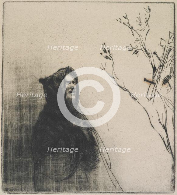 A monk praying, St. Francis, c.1877. Creator: Francis Seymour Haden.