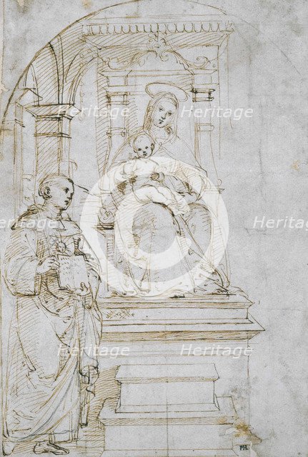 Sketch for an enthroned Virgin and Child with Saint Nicholas of Tolentino, c. 1504. Artist: Raphael (1483-1520)