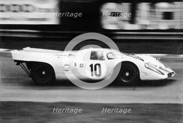 Gulf Porsche 917 in action, c1970-c1971. Artist: Unknown