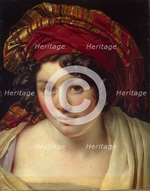 Head of a Woman in a Turban, ca 1820. Artist: Girodet de Roucy Trioson, Anne Louis (1767-1824)