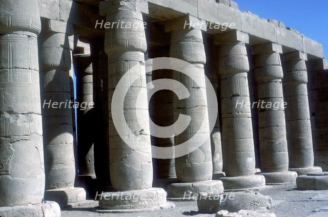 The Ramesseum, Temple of Rameses II, Luxor, Egypt. Artist: Unknown