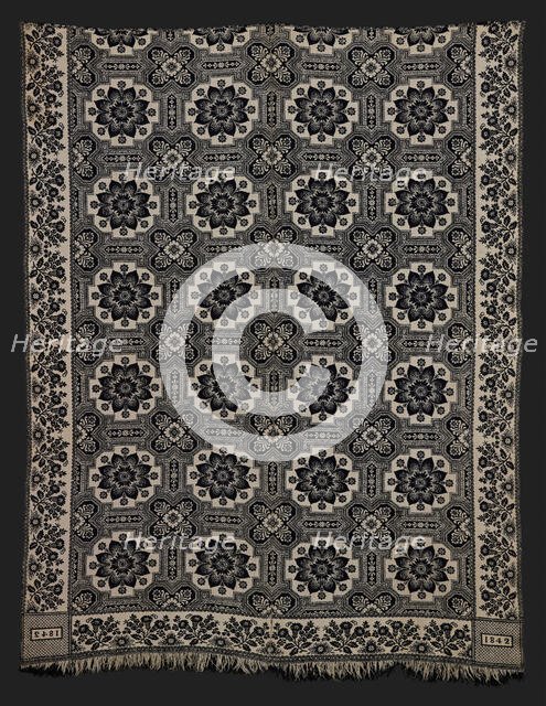 Bed Cover (Jacquard Coverlet), 1842. Creator: Cockefair Mill.