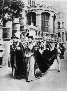 King George V and Queen Mary in the robes of the Knights of the Garter, Windsor, 1937.Artist: Central Press