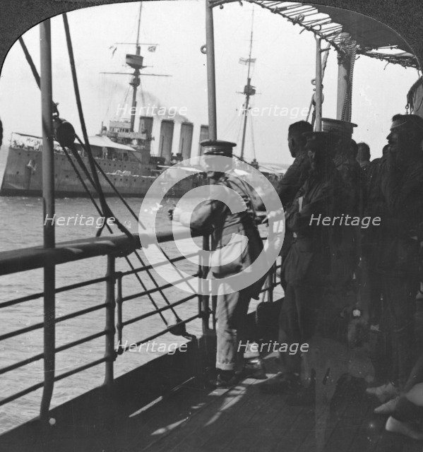 British troops on a troopship, World War I, c1914. Artist: Realistic Travels Publishers