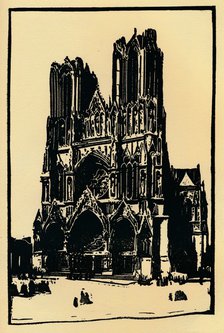 'Rheims Cathedral ', 1914, (1918). Artist: Allan Douglass Mainds.