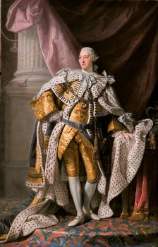 Portrait of the King George III of the United Kingdom (1738-1820) in his Coronation Robes, ca 1770. Artist: Ramsay (1713-1784)