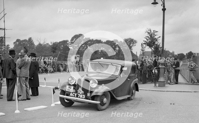 Frazer-Nash BMW 2-door saloon of JA Davies competing in the South Wales Auto Club Welsh Rally, 1937 Artist: Bill Brunell.
